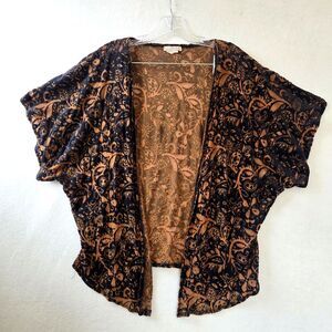 Billabong Designers Closet Sz Medium Velvet Burnout Kimono Cardigan Whimsy Boho